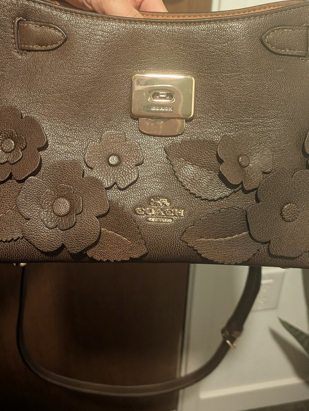 Emory Top Handle Bag With Floral Applique —  Gold/Maple - Picture 4 of 13